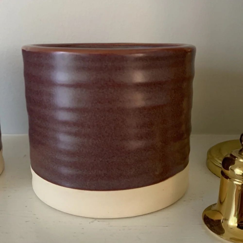 Set‎ of two Threshold Bathroom Ceramic Canisters plum purple two tones